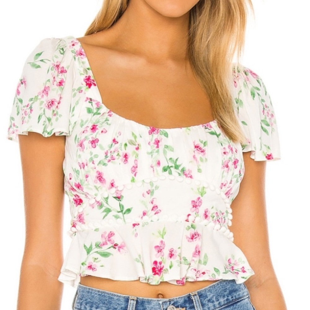 Woodbury top in white raspberry